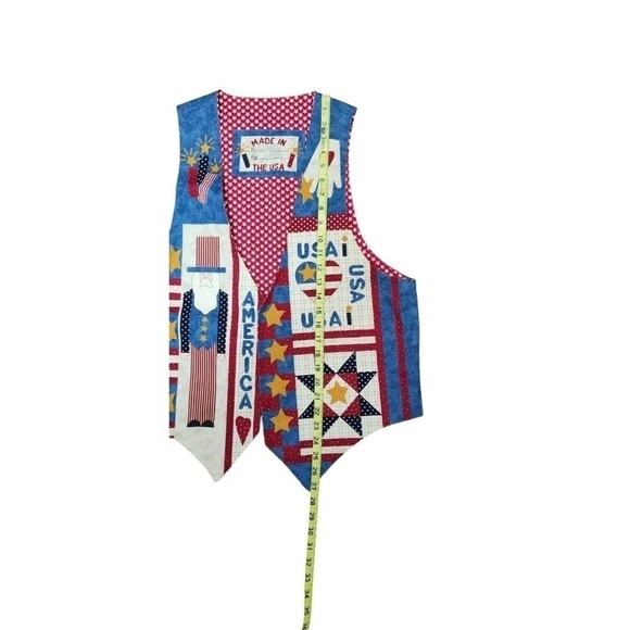 Vintage Americana Usa handmade Patriotic Hippie Boho Vest - Picture 8 of 10